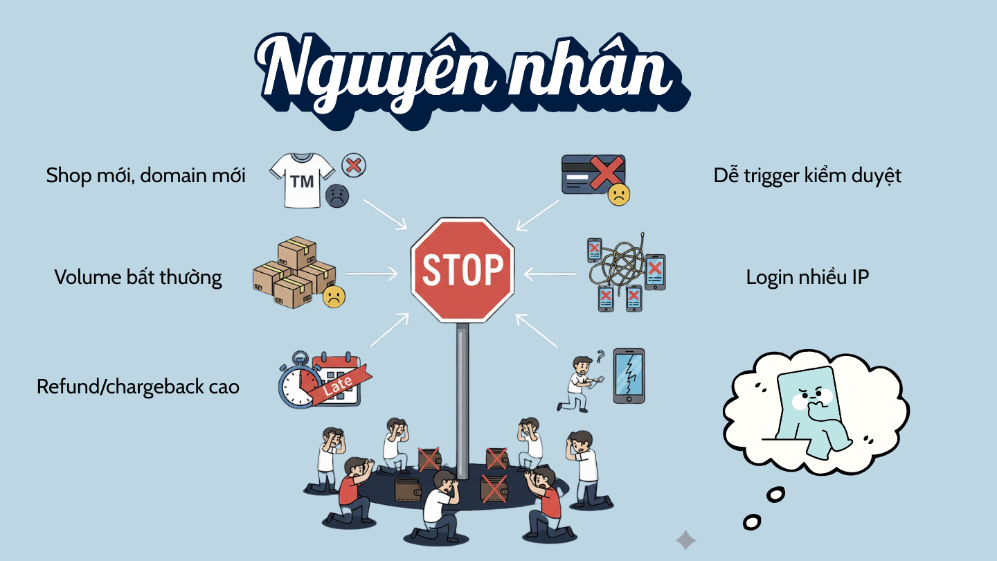 Những nguyên nhân chính khiến shop POD bị hold nhanh