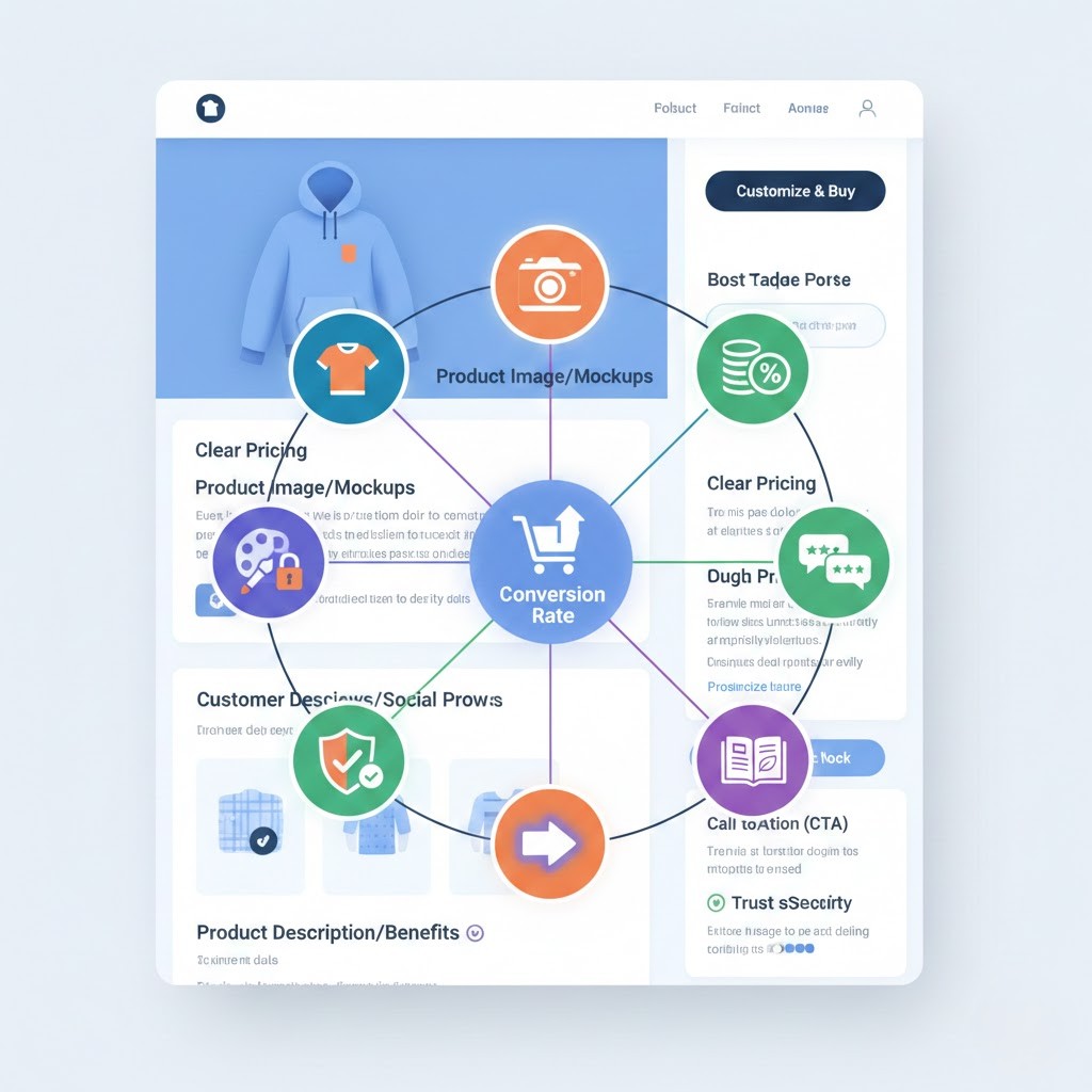 7 Yếu Tố Tăng Conversion Rate Cho Website POD 2 Trang sản phẩm POD chuẩn – rõ ràng – thuyết phục